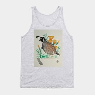 California state bird & flower, the California quail & poppy Tank Top